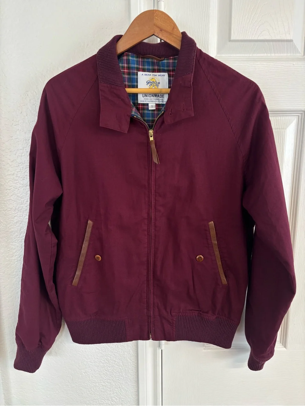 Golden Bear Vintage Naked Sheep Cotton Leather Details Red Jacket Size S